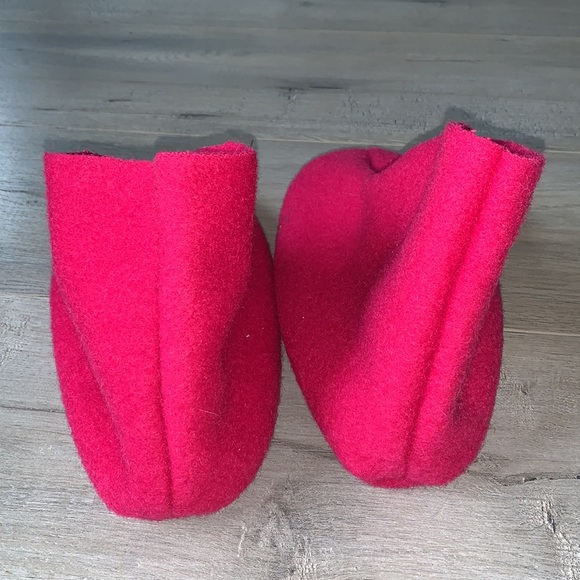 Wool Hot Pink Slip On Slipper Booties Small (6/7) - Picture 4 of 4